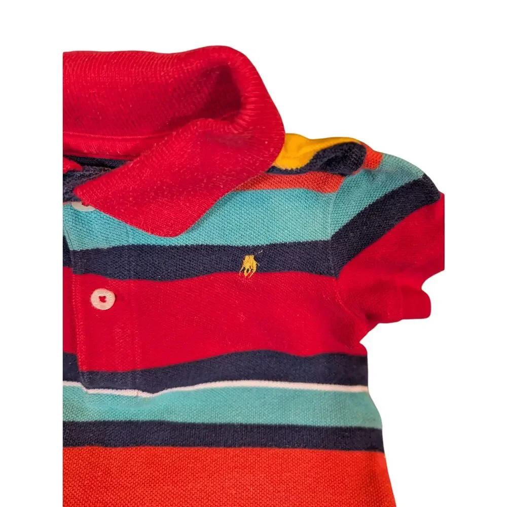 Ralph Lauren Baby Boy Striped Polo Romper | Preppy Summer Classic | Size 9M